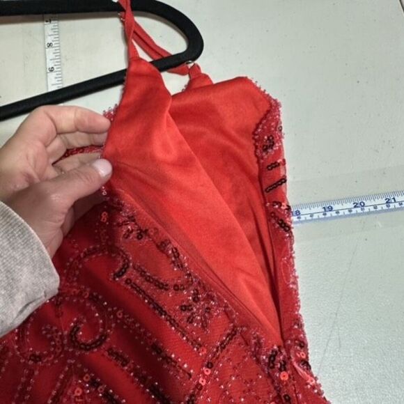 Spirit Halloween‎ Adult Red Sequin Flapper Dress Small Fringe - Picture 4 of 13